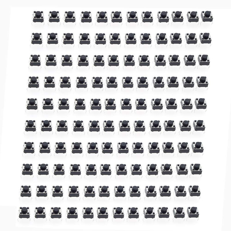 [Australia - AusPower] - 120 Pcs QTEATAK 6 x 6mm x 5mm Momentary Tactile Tact Push Button Switch for PCB 4 Pin DIP Black 