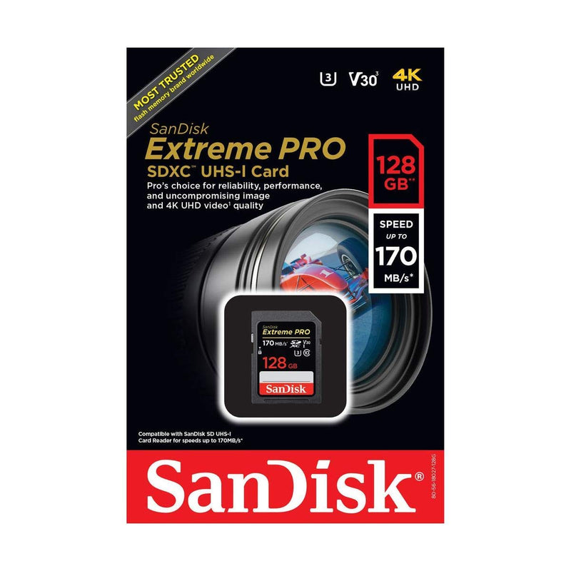 [Australia - AusPower] - SanDisk 128GB Extreme PRO UHS-I SDXC Memory Card, SDSDXXY-128G-ANCIN 