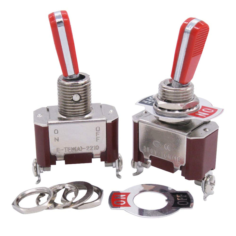 [Australia - AusPower] - Twidec/2Pcs Heavy Duty Rocker Toggle Switch 16A 250V SPST 2 Position 2 Pin ON/Off Switch with Red PC Wear-Resistant Handle, 2 Years Warranty TEN-A-2210RR-A101 