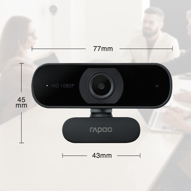 [Australia - AusPower] - 1080P Web Camera, HD Webcam with Microphone, RAPOO C260 USB Computer Camera, Built-in Dual Noise Reduction Mics, 95-degree Wide Angle, Plug and Play, for Zoom/Skype/Teams, Conferencing and Video Calls Black 