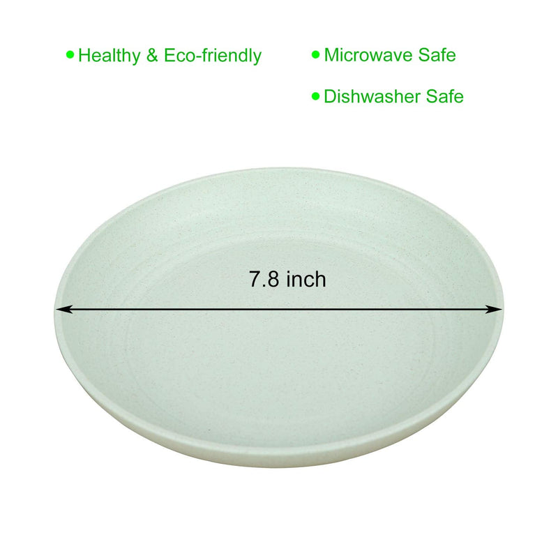 [Australia - AusPower] - 7.8 Inches Unbreakable Wheat Straw Plates - Reusable Plate Set - Dishwasher & Microwave Safe - Perfect for Dinner Dishes - Healthy, BPA Free & Eco-Friendly (7.8 Inches) Medium - 7.8 Inches 