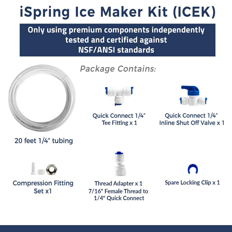 [Australia - AusPower] - iSpring ICEK Ultra Safe Fridge Water Line Connection and Ice Maker Installation Kit for Reverse Osmosis RO Systems & Water Filters, 1/4", Approximate 20 feet 