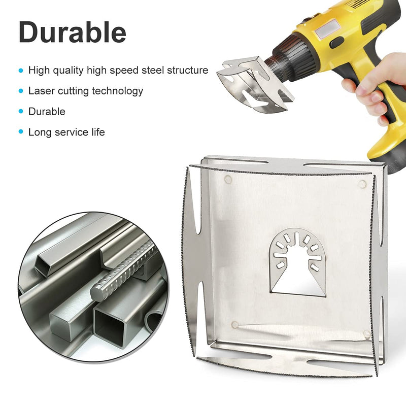 [Australia - AusPower] - Square Slot Cutter One Step in Place Stainless Steel Precise Cutting Quickly with Standard Oscillating for Plastic Metal Drywall Tools Woodworking Multi-Tool Saw Slice Electric Drill Accessories 