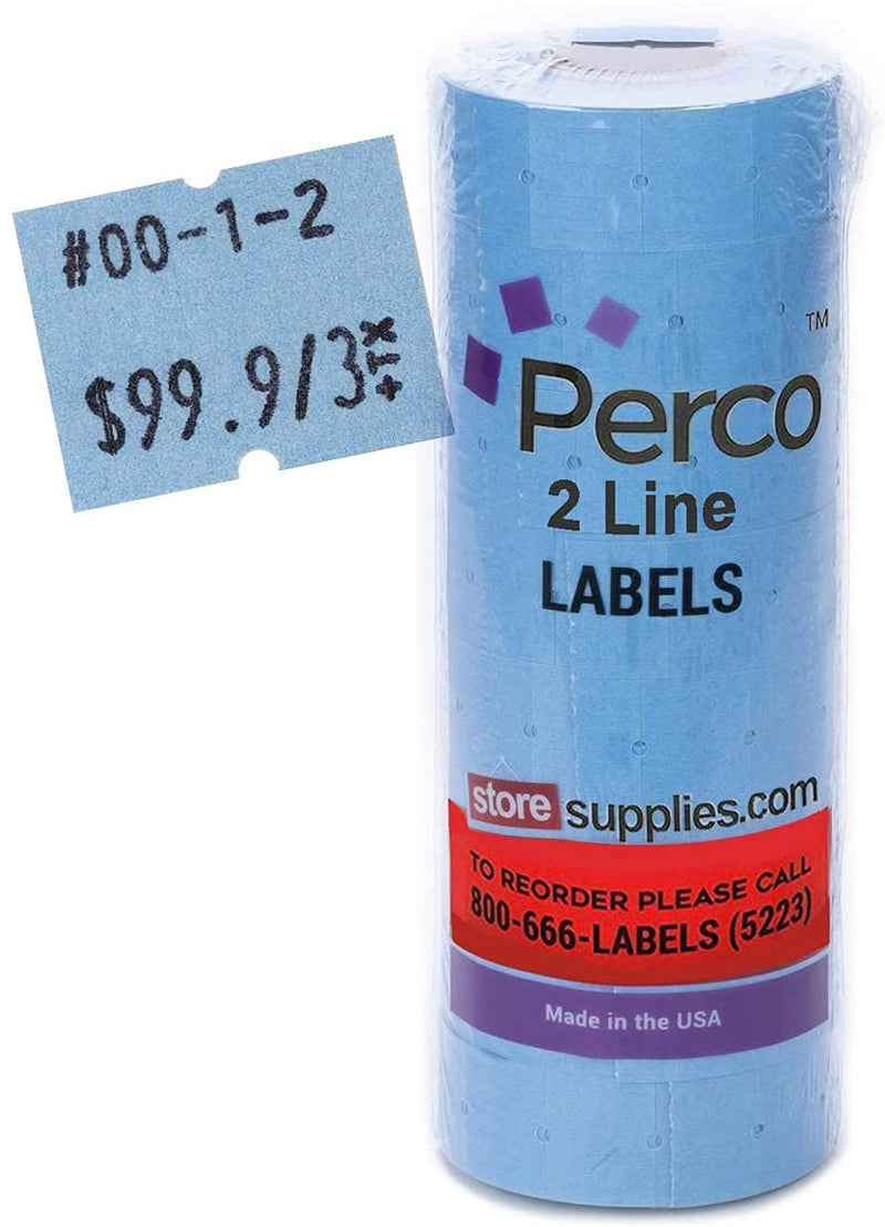 [Australia - AusPower] - Perco 2 Line Blue Labels - 1 Sleeve, 6,000 Blank Pricing Labels for Perco 2 Line Price and Date Guns 