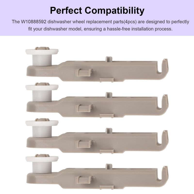 [Australia - AusPower] - W10888592 Dishwasher Rack Wheels Compatible with Whirlpool Kenmore Maytag Dishwashers Upper Dishrack Roller Replaces 8575281 WP8575281 PS11769236 (4 Pack) 