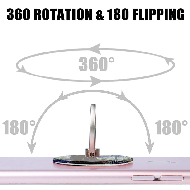 [Australia - AusPower] - AILIFE Cell Phone Ring Holder Stand,360 Degree Rotation Finger Ring Stand,Universal Metal Ring Grip,Phone Finger Kickstand,Round-Shaped Finger Grip Loop for Smartphones,Tablets (Starry Sky 3) Starry sky Van Gogh 