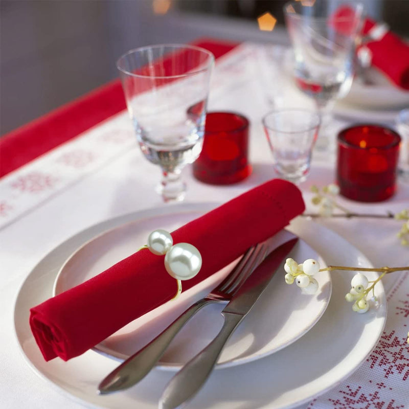 [Australia - AusPower] - SunEuhue Napkin Rings in Gift Box - 6PCS Gold Serviette Buckle Holder for Wedding Party Holiday Banquet Christmas Dinner Table Decorations (DoublePearl Gold06) Doublepearl Gold06 