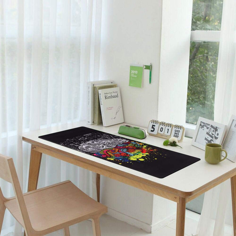 [Australia - AusPower] - iCasso Extended Gaming Mouse Pad (35.4x15.7 in), Large Non-Slip Rubber Base Mousepad with Stitched Edges, Waterproof Keyboard Mouse Mat Desk Pad for Work, Game, Office, Home - Left and Right Brain 