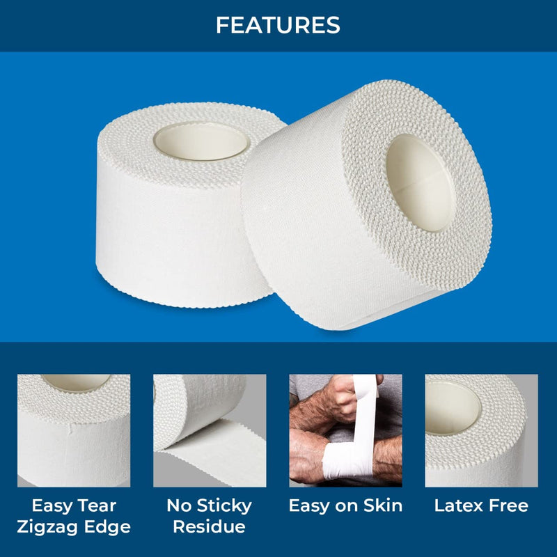 [Australia - AusPower] - Athletic Sports Tapes - No Sticky Residue- 8 Rolls -1.5X 10 Yards -Latex Free - Easy Tear Zigzag Edge - Easy on Skin – Used by Pro Athletes and Coaches 