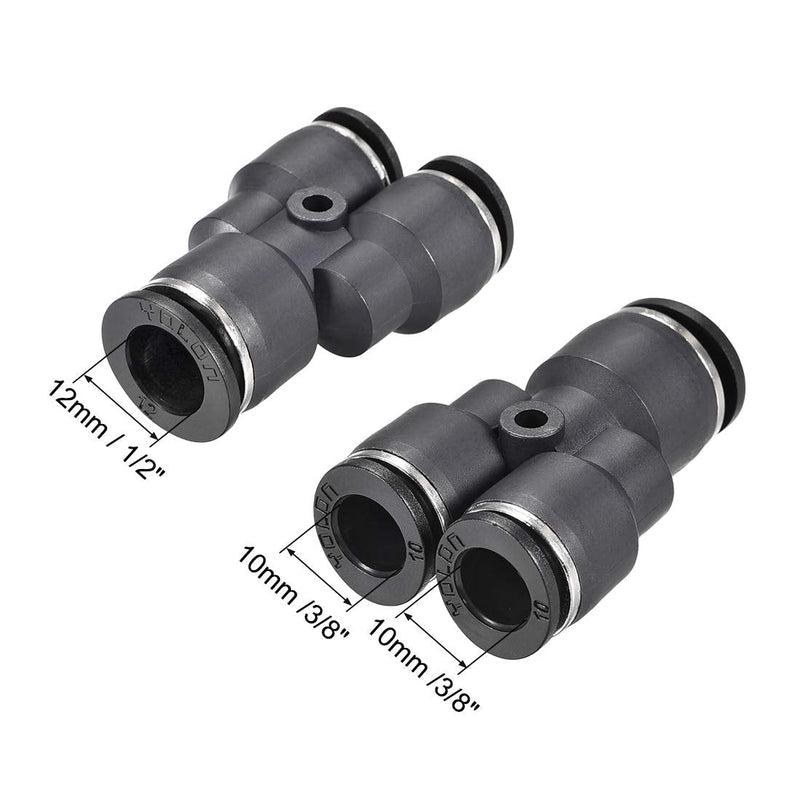 [Australia - AusPower] - uxcell Plastic Connect Y Splitter Push to Tube Fittings 12mm X 10mm OD Push Lock 3pcs 