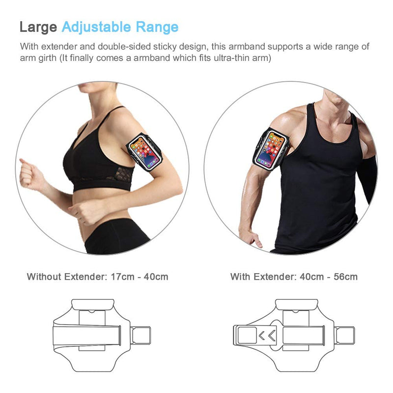 [Australia - AusPower] - JEMACHE Running Armband for iPhone 13 12 11 XR XS, 13 Pro, Samsung Galaxy S22 S21 S20 S10 S9, Gym Workouts Arm Band with Airpods Holder (Black) Black 