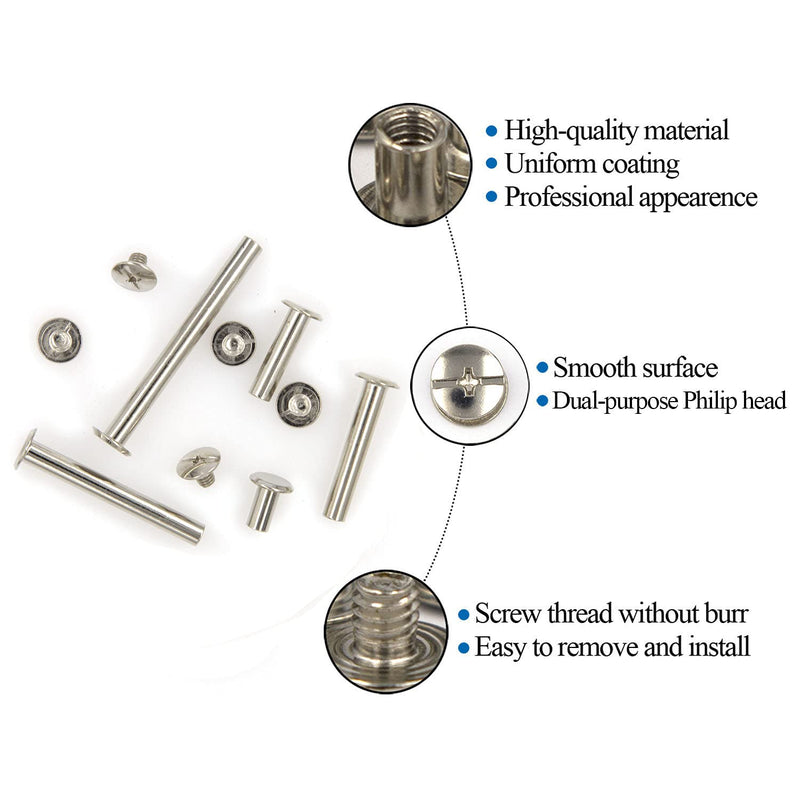 [Australia - AusPower] - Alloypro 80 Pcs Phillips Chicago Binding Screws M5 x 10/20/30/40/50mm (Silvery M5x10/20/30/40/50) Silvery M5x10/20/30/40/50 