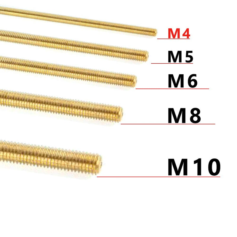 [Australia - AusPower] - Feelers Brass M4x0.7 Fully Threaded Rod Long Threaded Screw Right Hand Threads, 250mm Length 【Pack of 2】 【2Pcs】M4 