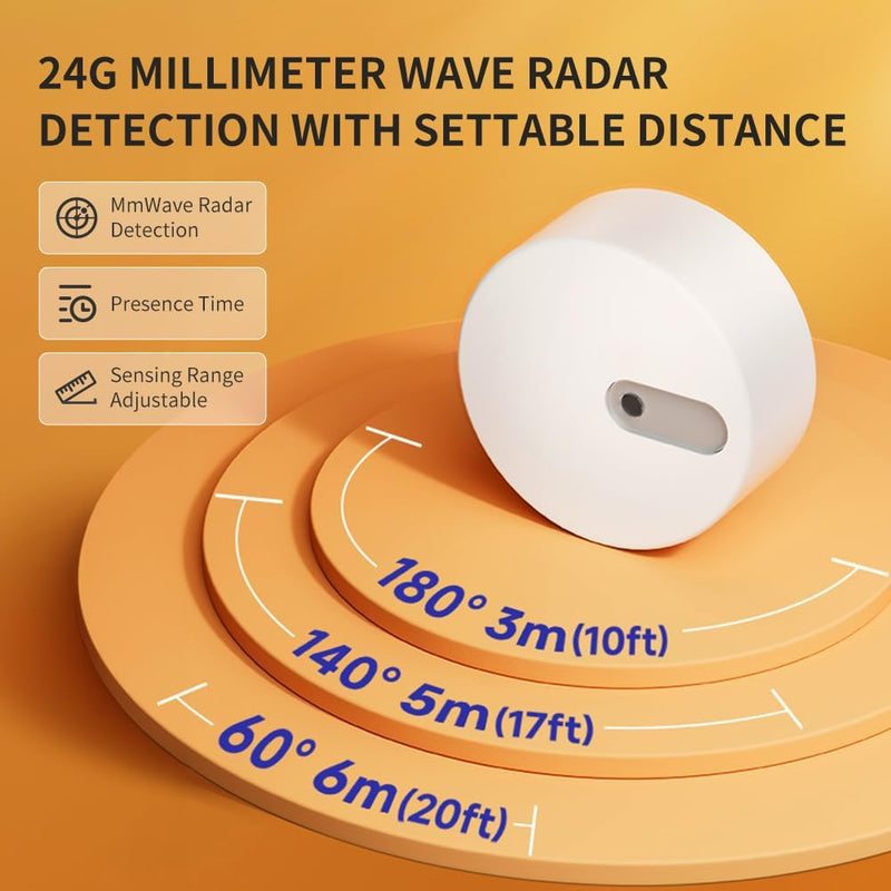 [Australia - AusPower] - Linptech WiFi Human Presence Sensor,Smart Motion Sensor with 24G mmWave Radar,Occupancy Sensor for Home Security and Automation,Compatible with Alexa/Smart Life/Tuya Smart,No Hub Required(White) 