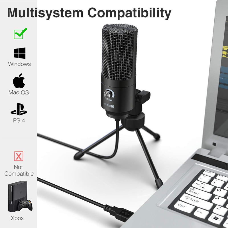 [Australia - AusPower] - USB Microphone,FIFINE Metal Condenser Recording Microphone for Laptop MAC or Windows Cardioid Studio Recording Vocals, Voice Overs,Streaming Broadcast and YouTube Videos-K669B Black 