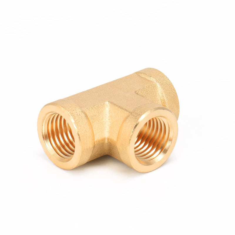 [Australia - AusPower] - BathAce Solid Brass Tee Fitting, Heavy Duty Threaded Pipe T Adapter Fitting Metal Connectors,2 Pack (1/4 NPT Female x 1/4 NPT Female x 1/4 NPT Male) 1/4 NPT Female x 1/4 NPT Female x 1/4 NPT Male 