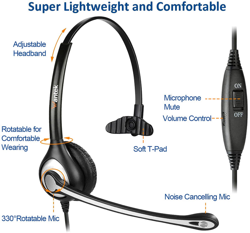 [Australia - AusPower] - Phone Headset with Microphone Noise Cancelling & Mute Switch, RJ9 Telephone Headsets Compatible with Cisco Office Landline Phones 6851 6945 7841 7861 7942 7945 7961 7962 7965 8811 8841 8845 8851 8861 Black 