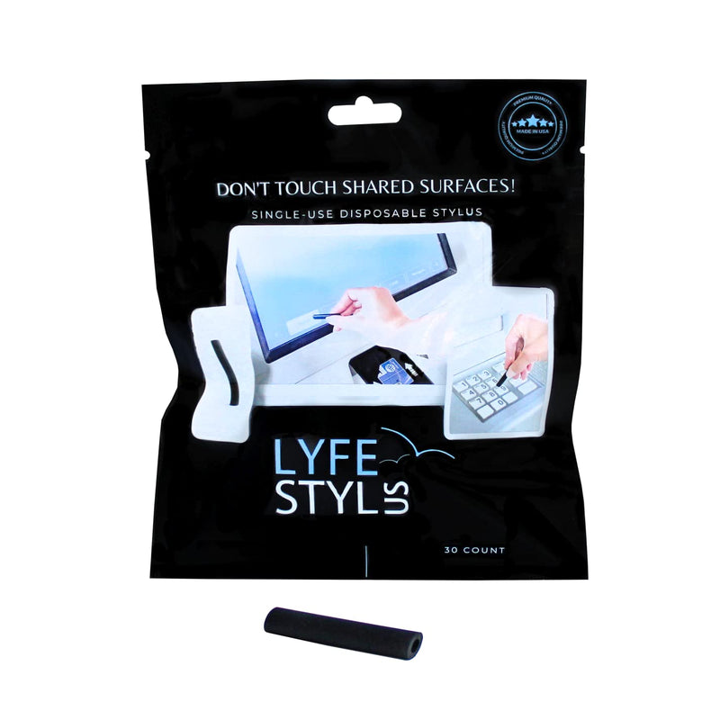 [Australia - AusPower] - LyfeStylus Single-Use Disposable Stylus, 30 Count Pouch, Capacitive Stylus Pens [Universal] Works with All Touch Screen Devices, Sanitary, Low Waste, Low Cost 