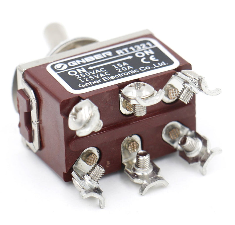 [Australia - AusPower] - Baomain Toggle Switch DPDT ON/ON 2 Position 250VAC 15A 125VAC 20A 1/2" mounting Hole Screw Terminal 