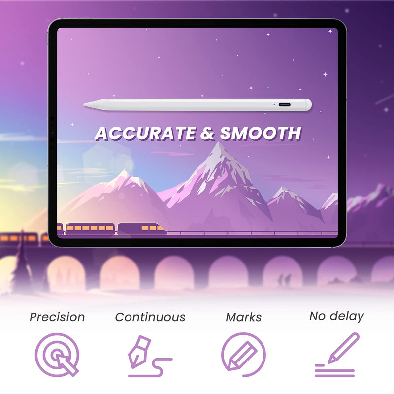 [Australia - AusPower] - 2021 Stylus Pencil for Apple iPad Mini 6,iPad Air 10.9" 4th Gen,iPad Pro 12.9" 5th/4th/3rd Gen,iPad Pro 11" 3rd/2nd/1st Gen Tilt and Palm Rejection Pen Compatible with All iPad 2018-2021,White White 