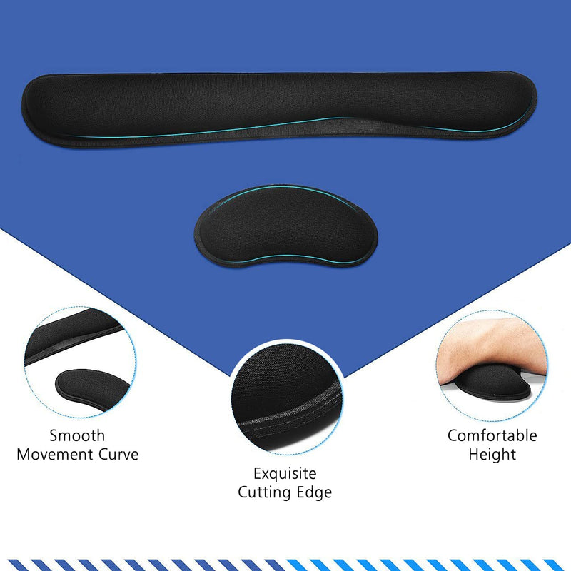 [Australia - AusPower] - Memory Foam Set Keyboard Wrist Rest Pad and Mouse Wrist Rest Support for Easy Typing, Keyboard Pad Wrist Pain Relief, Ergonomic Wrist Cushion Support for Office, Gaming, Computer, Laptop 