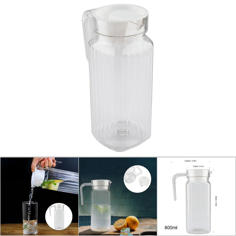 [Australia - AusPower] - Small Plastic Pitcher With Lid Acrylic Juices Pitcher, Transparent Water Pitcher Juices Jugs Broken Resistant Beverage Jugs, for Storing Water Milk Juices Tea Lemonade, with Lid and Handle(800ML) 800ML 