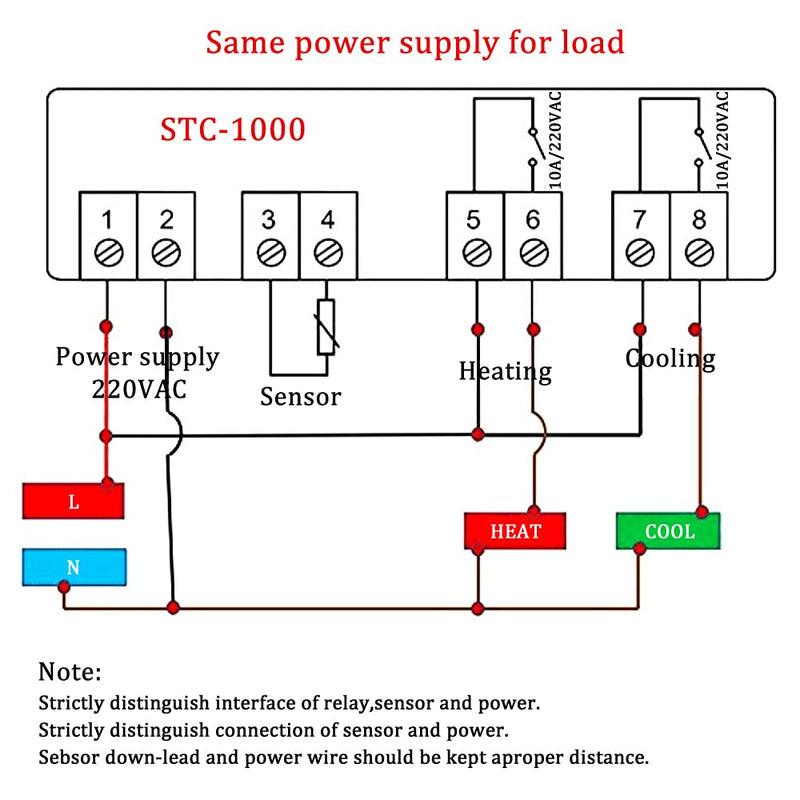 [Australia - AusPower] - XINGYHENG STC-1000 DC 110V-220V 10A Microcomputer Digital Display Temperature Controller Thermostat Control Switch 2 Relay Output Cooling Heating  and NTC 10K Thermistor Sensors Temperature Probe 