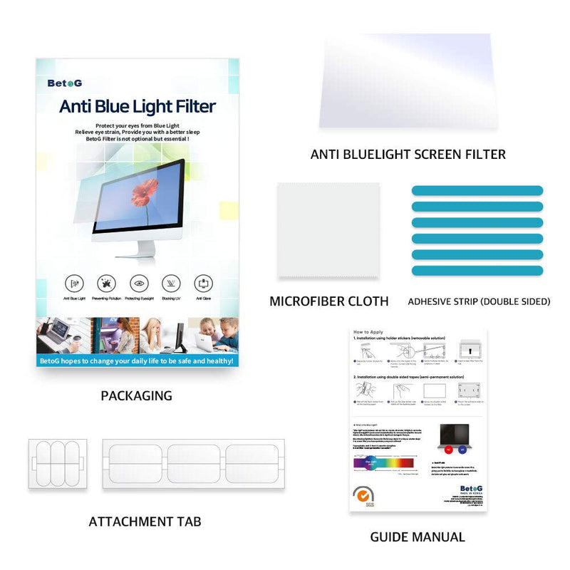 [Australia - AusPower] - [BetoG] 20" Wide Anti Blue Light Screen Filter [Ant-Blue Light] [Anti-Glare] [Anti-Scratch] [Matte or Gloss] Filtering Out Blue Light for LCD, Monitor, Display, 16 : 9 20" Wide Screen (16 : 9) 