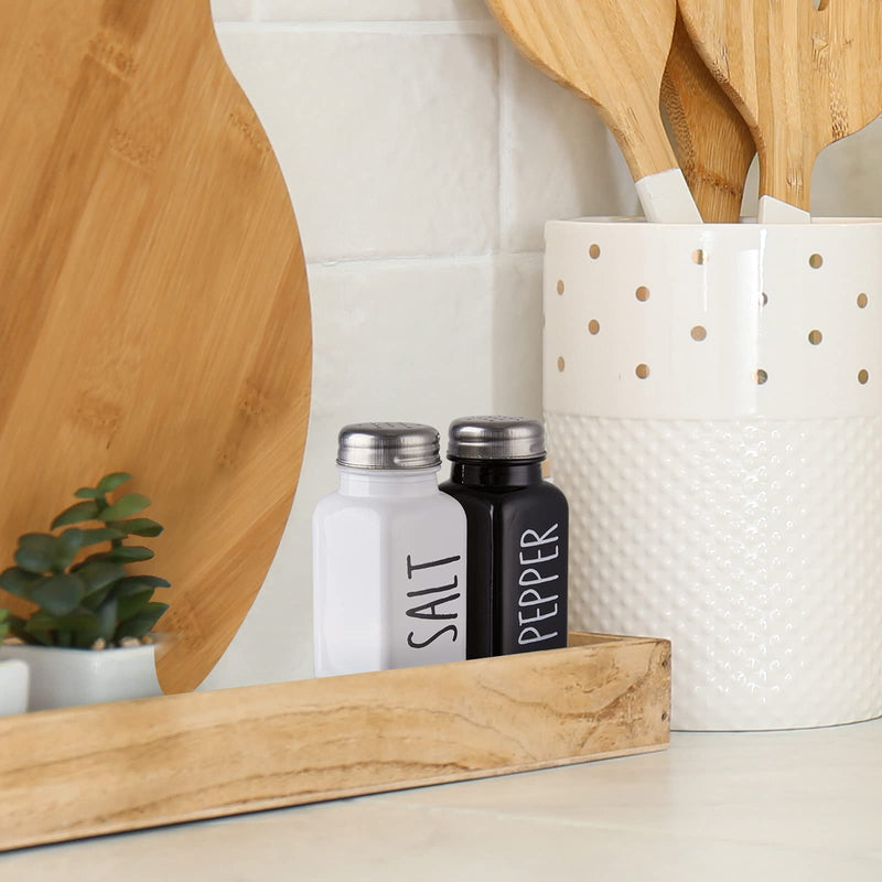 [Australia - AusPower] - Farmhouse Salt and Pepper Shakers Set, Dopeca 2.7oz Glass Salt Shaker with Stainless Steel Lid, Black and White Modern Farmhouse Kitchen Decor, Cute Salt and Pepper Set for Kitchen or Restaurant Black/White 