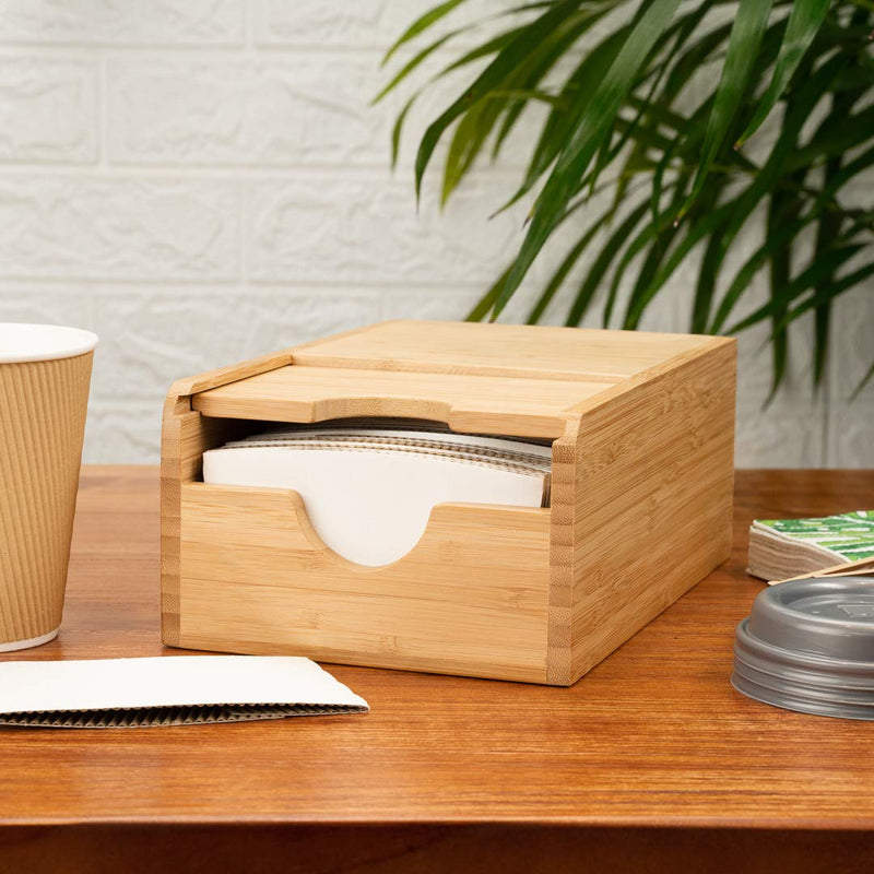[Australia - AusPower] - Restpresso 12 x 5.75 x 3.75 Inch Coffee Cup Sleeve Dispenser, 1 Compact Coffee Sleeve Holder - Spring-Loaded Design, For Homes or Restaurants, Natural Bamboo Coffee Sleeve Organizer 