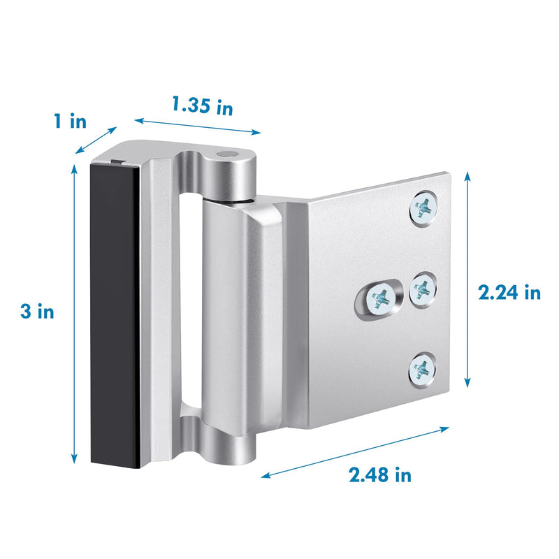 [Australia - AusPower] - DPD Home Security Door Reinforcement Lock - Child Proof Door Lock Flip Locks, 3 Pack Security Door Lock with 800lbs for Inward Swinging Door, Aluminum Finish -Silver 