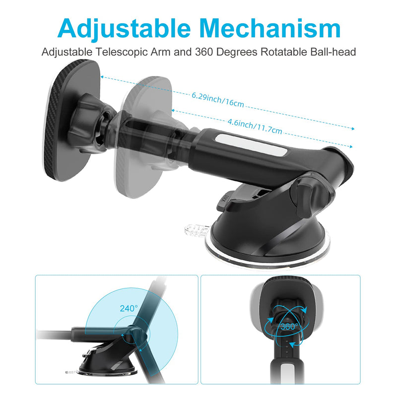 [Australia - AusPower] - 2022 Upgraded Magnetic Phone Holder for Car, APPS2Car Magnetic Phone Mount for iPhone 13/12 Series, Universal Dashboard Windshield Suction Cup Phone Holder with 6 Strong Magnets for All Smartphones 