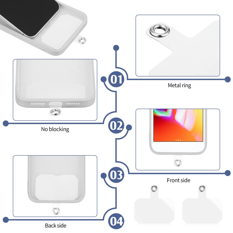 [Australia - AusPower] - 24 Pcs Phone Tether Tab Clear Phone Tether Phone Lanyard Patch TPU Replacement Patches for Smart Cell Phone Safety Tether Transparent Universal Non Adhesive with Metal Compatible with Smartphones Case 