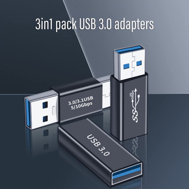 [Australia - AusPower] - EBEETECH 3kinds of USB 3.0 apters kit, USB 3.0 Female to Female and Male to Male and Female to Male, high Speed Convert Extension Coupler Connector converte,black 