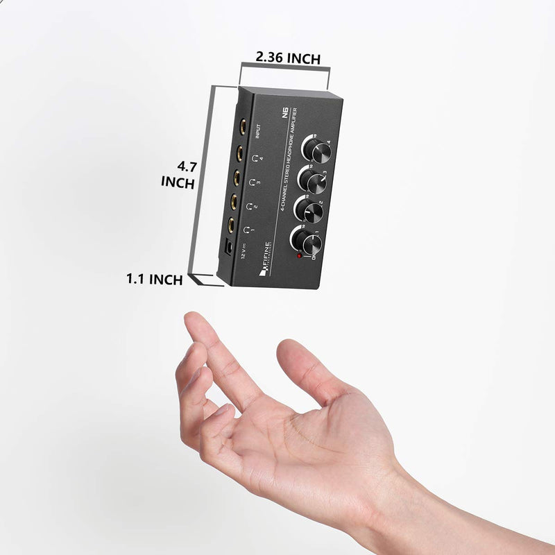 [Australia - AusPower] - Fifine Headphone Amplifier 4 Channels Metal Stereo Audio Amplifier,Mini Earphone Splitter with Power Adapter-4x Quarter Inch Balanced TRS Headphones Output and TRS Audio Input for Sound Mixer-N6 