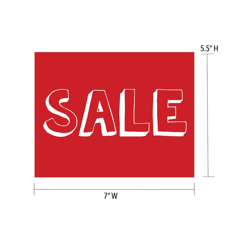 [Australia - AusPower] - NAHANCO CD57S3-5 Retail Sign Card for Displays, “Sale”, 5 ½”H x 7”W, Red with White Block Print on Card Stock – 5/CTN. 