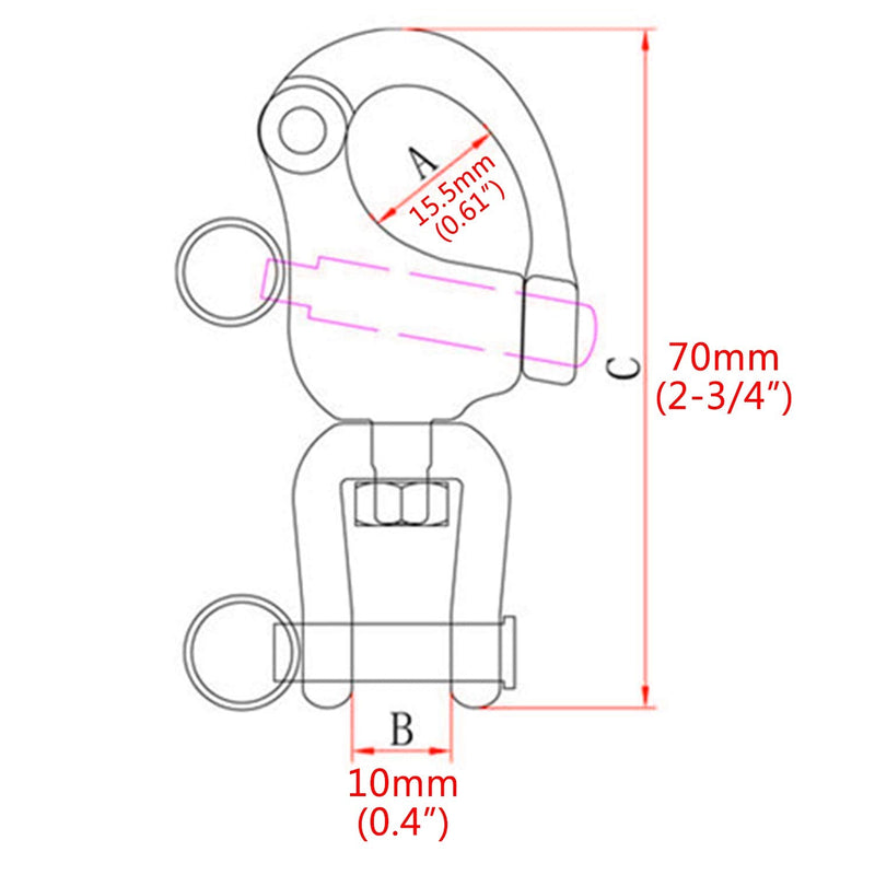 [Australia - AusPower] - NRC&XRC Pair Jaw Swivel Snap Shackle 316 Stainless Steel for Sailboat Spinnaker Halyard &Diving 
