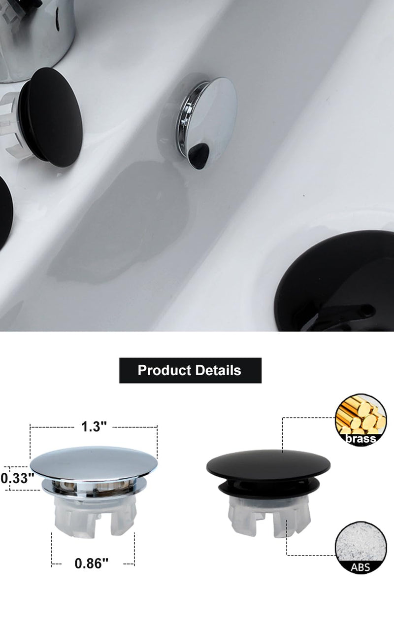 [Australia - AusPower] - DEAKYNE Sink Overflow Ring 2 Pack Matte Black Bathroom Vanity Sink Overflow Cover Insert in Round Trim Cap Brass Material 