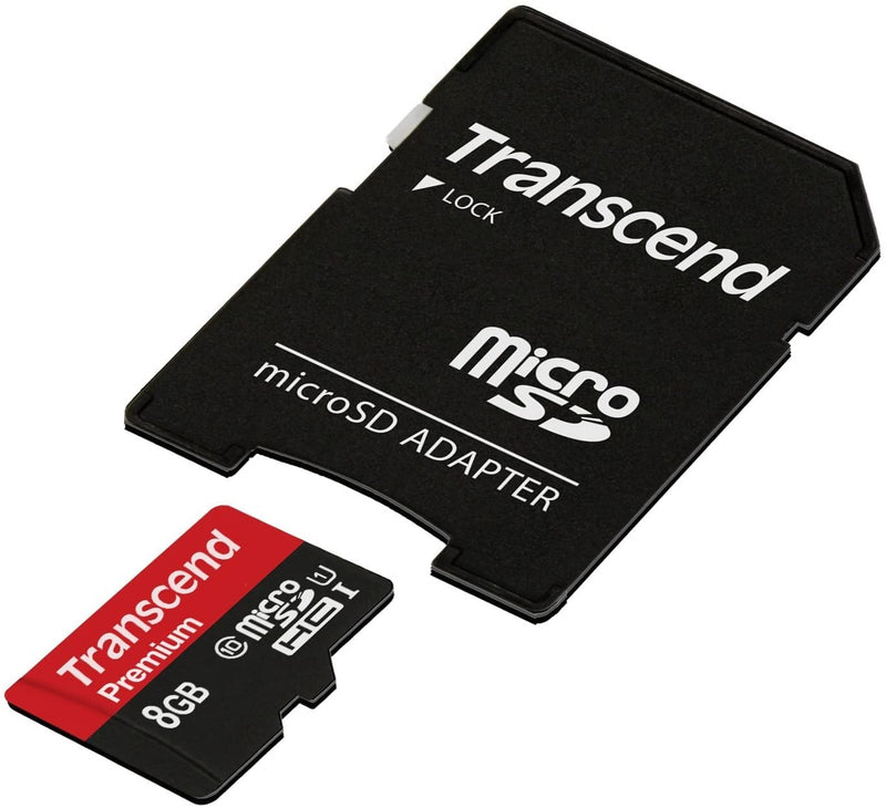 [Australia - AusPower] - Transcend 8 GB microSDHC Class 10 Uhs-1 Memory Card with Adapter (TS8GUSDU1) 