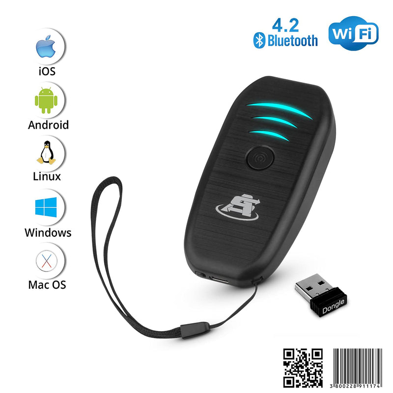 [Australia - AusPower] - ScanAvenger Portable Mini-Wireless Bluetooth Barcode Scanner: 3-in-1 Hand Scanners - Cordless, Rechargeable 1D & 2D Scan Gun for Inventory Management - Wireless, Handheld, USB Bar Code/QR Code Reader 