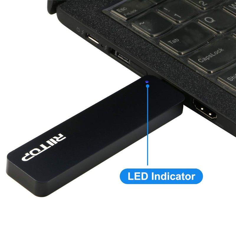 [Australia - AusPower] - M.2 to USB Enclosure, RIITOP M2 SSD to USB 3.1 (Type-A) Reader with Case Compatible with Both NVMe (PCI-e) & NGFF B+M Key (SATA) SSD [Upgraded] 