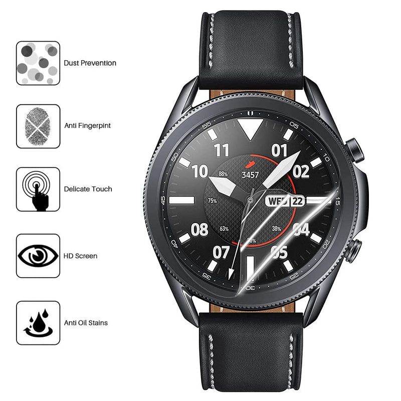 [Australia - AusPower] - High Sensitivity Hydrogel Screen Protector for Samsung Galaxy Watch 3 45mm SM-R840, 6pcs Smart Watch Transparent Soft Protection Film [Full Coverage] [Clear HD] [Anti-Bubble] [Case Friendly] (Not Glass) 