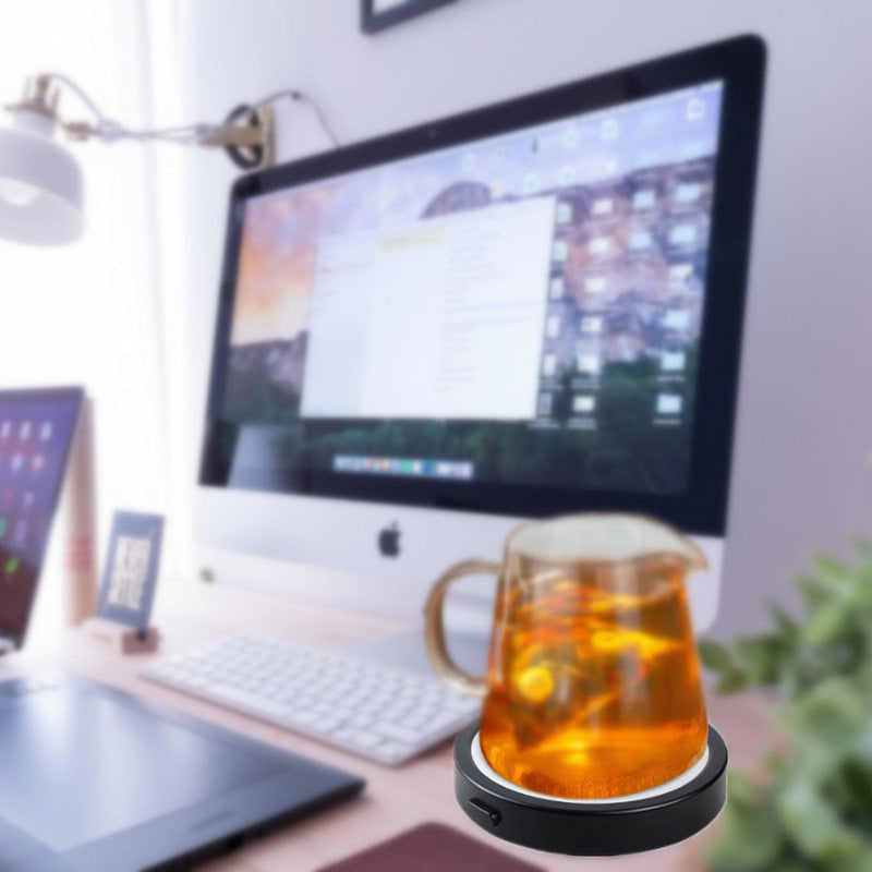 [Australia - AusPower] - amhshkou Coffee Warmer, USB Power Supply, one-Button Switch, Suitable for Heating Thermostat for Coffee, Milk and Beverages in The Office and Home Black 