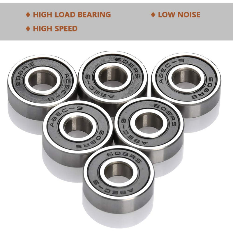 [Australia - AusPower] - TIMESETL 20 Pack 608-2RS Ball Bearings, Double Rubber Sealed Miniature Deep Groove 608RS Bearings for Skateboards, Inline Skates, Scooters, Roller Blade Skates, 8 x 22 x 7mm 