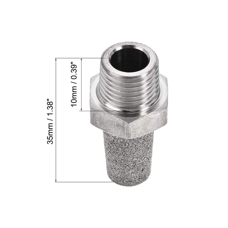 [Australia - AusPower] - uxcell Exhaust Muffler PT 1/4 Male Thread Sintered Stainless Steel Breather Pneumatic Air Muffler 