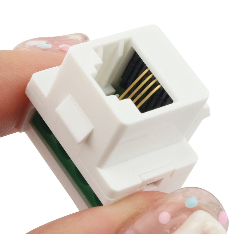 [Australia - AusPower] - SJZBIN 6PCS RJ11 Screw Jack CAT3 Telephone Keystone Jack Telephone Four-core Module, White 