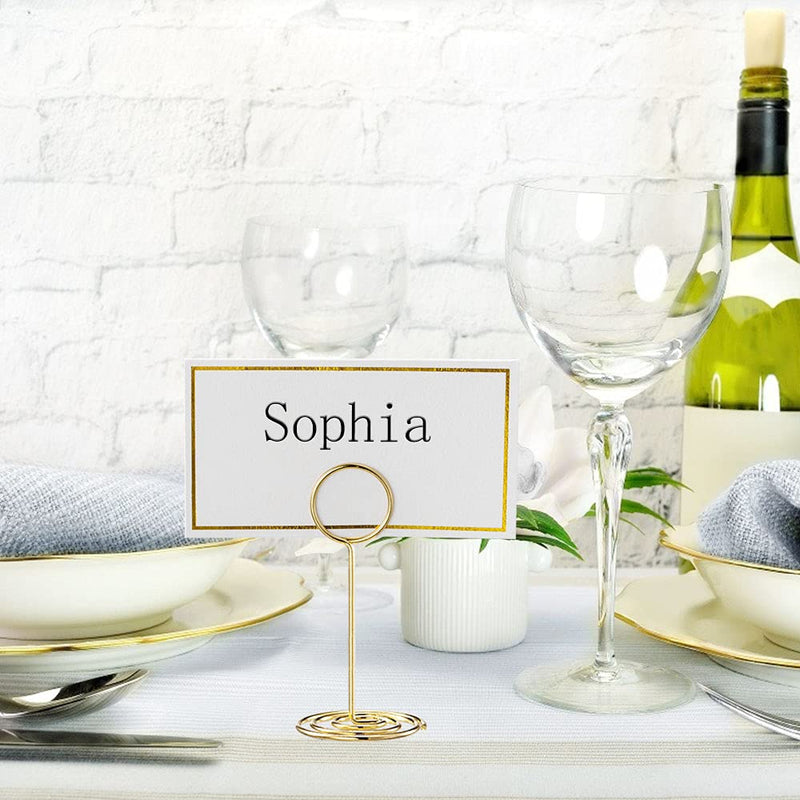 [Australia - AusPower] - Toncoo 24 Pack Premium Table Number Holders and 24 Pcs Place Cards with Gold Foil Border, Place Card Holder, Table Sign Stand, Photo Picture Holders Wedding Table Name Card Holder(Gold) 