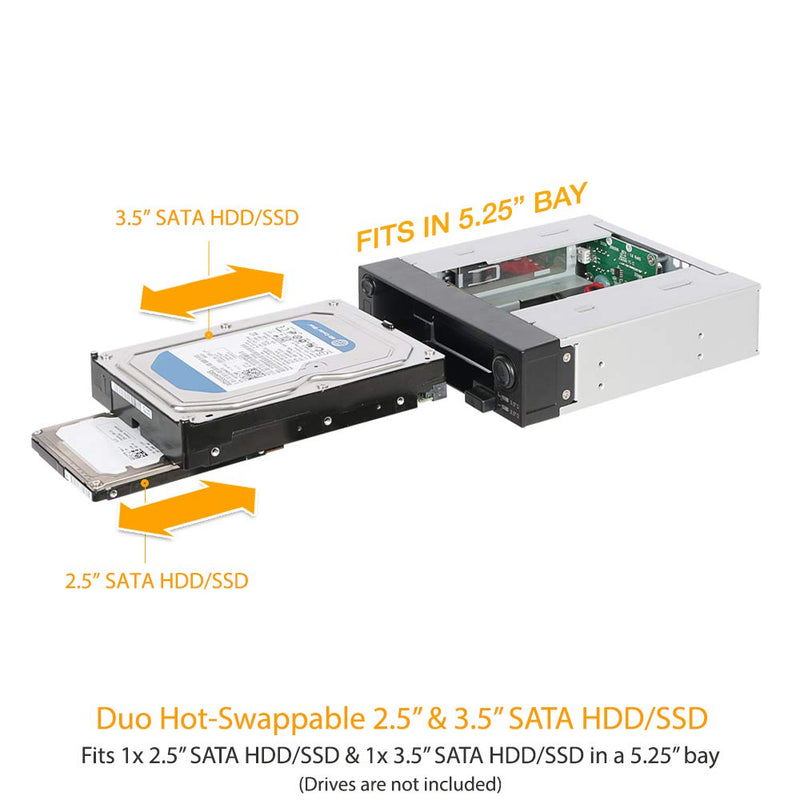 [Australia - AusPower] - ICY DOCK 2.5" & 3.5" SATA HDD/SSD Hot Swap Mobile / Caddy / Docking for External 5.25" Bay | DuoSwap MB971SP-B 