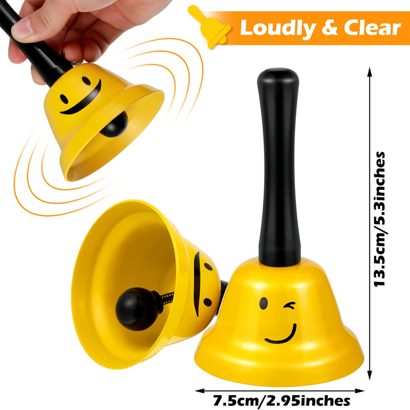 [Australia - AusPower] - 2 Pieces Steel Hand Bell Smile Call Bell Ring Service Call Bell Nurses Day Nurse Hand Call Bell Dinner Bells for Kids Bells Instrument, Festival, Musical Teaching, Church Chorus, Wedding 