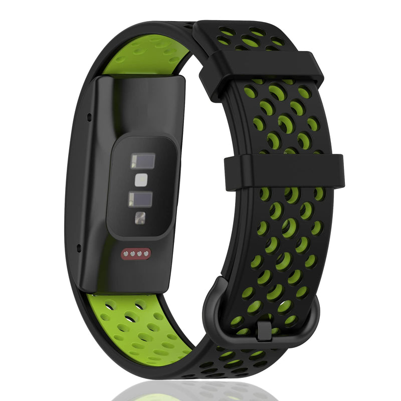 [Australia - AusPower] - TopPerfekt Sport Bands Compatible with Amazon Halo, Replacement Soft Silicone Breathable Strap Double-color Air Holes Bands for Amazon Halo Smartwatch Tracker Woman Man Black-Lime 